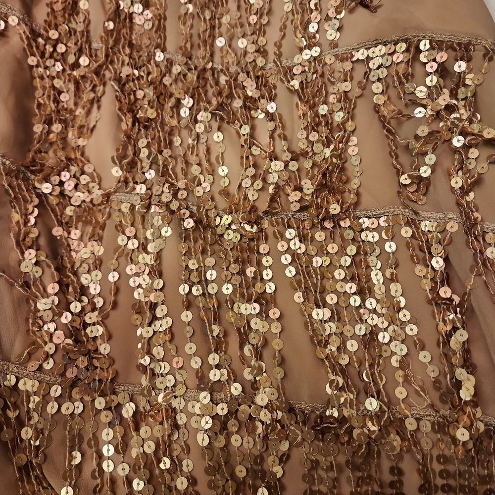 ❥City Chic Beige-Gold Sequin Top or Mocromini Dress Glam Cabaret XL/24 ❥ V Neck❥ - Picture 6 of 9